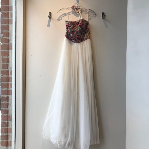 Sherri Hill Strapless Floral Top Gown - Picture 3 of 8